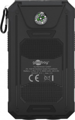 Goobay Outdoor powerbank 8.0 (8.000 mAh) er perfekt for utendørsopplevelser takket være robust design, solcellepanel og lommelyktfunksjon