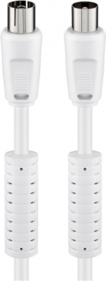 Goobay Antennekabel med ferritt (80 dB), dobbeltskjermet koaksialplugg > koaksialplugg (helskjermet), 2,5 m