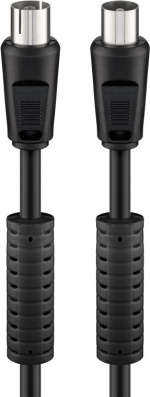 Goobay Antennekabel med ferritt (80 dB), dobbeltskjermet koaksialplugg > koaksialplugg (helskjermet), 1,5 m