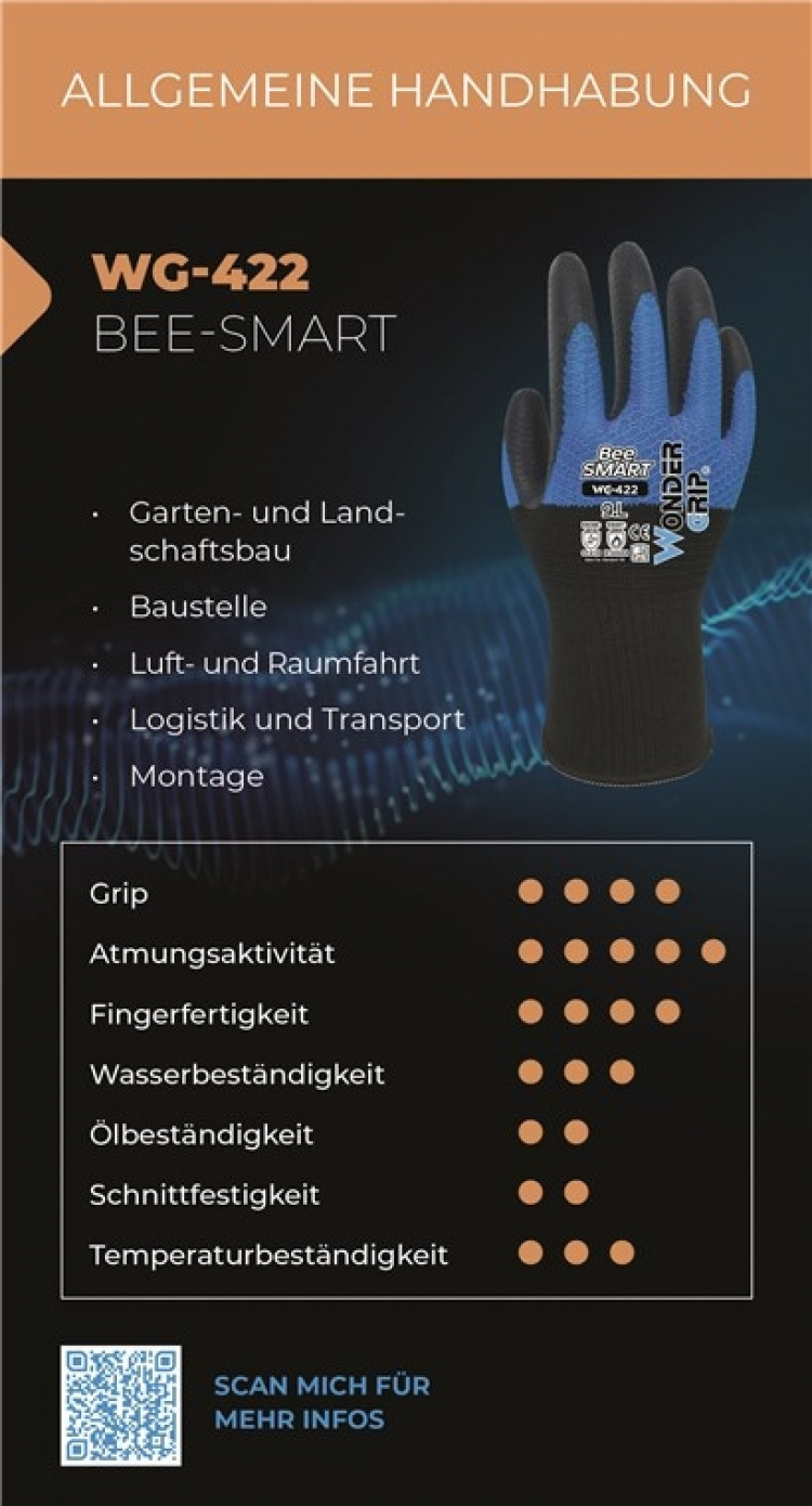 Wonder Grip WG-422 Luft- og romfart, montering, hage- og landskapsarbeid, byggeplass, logistikk og transport, Størrelse: S/7 Wonder Grip WG-422 Luft- og romfart, montering, hage- og landskapsarbeid, byggeplass, logistikk og transport, Størrelse: S/7