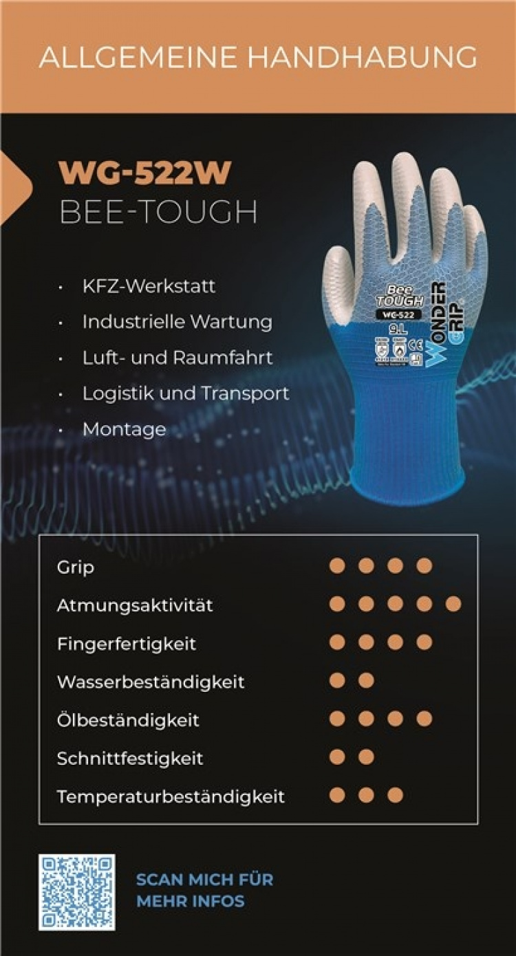 Wonder Grip WG-522W Bilindustri, romfart, industrielt vedlikehold, montering, logistikk og transport, Størrelse: XXL/11