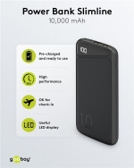 Goobay Powerbank Slimline 10.000 mAh Kraftig 10.000 mAh med statusdisplay Goobay Powerbank Slimline 10.000 mAh Kraftig 10.000 mAh med statusdisplay