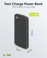 Goobay Quick Charge Powerbank 10 000 mAh (USB-C™ PD, QC 3.0) Kraftig powerbank med statusdisplay, kompatibel med Quick Charge