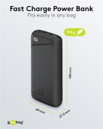 Goobay Quick Charge Powerbank 20 000 mAh (USB-C™ PD, QC 3.0) Kraftig powerbank med statusdisplay, kompatibel med Quick Charge Goobay Quick Charge Powerbank 20 000 mAh (USB-C™ PD, QC 3.0) Kraftig powerbank med statusdisplay, kompatibel med Quick Charge