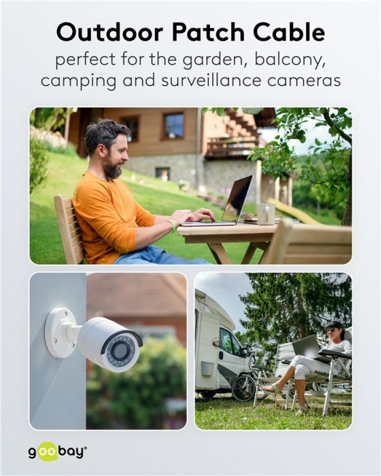 Goobay Utendørs patchkabel CAT 6, U/UTP, svart kobberleder (CU), dobbel yttermantel (PE), 40 m