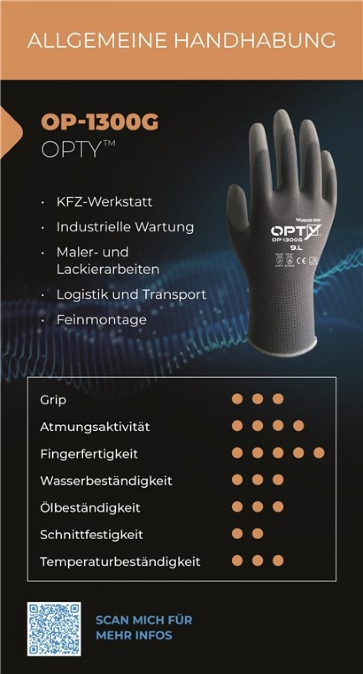 Wonder Grip OP-1300G Bilverksted, Presisjonsmontering, Industrielt vedlikehold, Maling og lakkering, Logistikk og transport, Størrelse: XXL/11