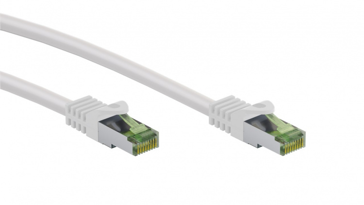 Goobay GHMT-sertifisert CAT 8.1 patchkabel, S/FTP (PiMF), hvit kobberleder, LSZH halogenfri kabelkappe, 3 m Goobay GHMT-sertifisert CAT 8.1 patchkabel, S/FTP (PiMF), hvit kobberleder, LSZH halogenfri kabelkappe, 3 m