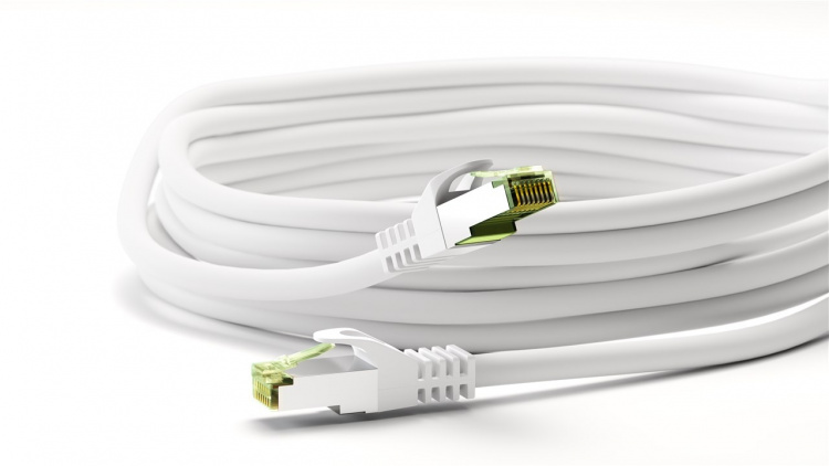 Goobay GHMT-sertifisert CAT 8.1 patchkabel, S/FTP (PiMF), hvit kobberleder, LSZH halogenfri kabelkappe, 3 m Goobay GHMT-sertifisert CAT 8.1 patchkabel, S/FTP (PiMF), hvit kobberleder, LSZH halogenfri kabelkappe, 3 m