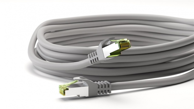 Goobay RJ45-koblingskabel med CAT 8.1 S/FTP-råkabel, AWG 26, grå kobberleder, LSZH halogenfri kabelkappe, RJ45-kontakt (CAT 6A), 10 m Goobay RJ45-koblingskabel med CAT 8.1 S/FTP-råkabel, AWG 26, grå kobberleder, LSZH halogenfri kabelkappe, RJ45-kontakt (CAT 6A), 10 m