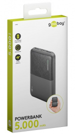 Goobay Powerbank compact 5.000 mAh praktisk og plassbesparende design med 5.000 mAh, perfekt for reiser