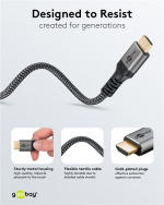 Goobay Høyhastighets HDMI™-kabel med Ethernet, 0,5 m, Sharkskin Grey HDMI™-kontakt (type A) > HDMI™-kontakt (type A)