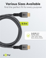 Goobay Høyhastighets HDMI™-kabel med Ethernet, 0,5 m, Sharkskin Grey HDMI™-kontakt (type A) > HDMI™-kontakt (type A)