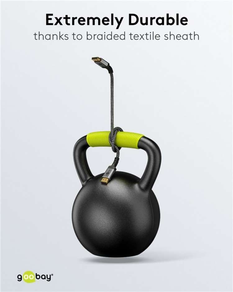 Goobay DisplayPort-kabel, DP 1.4, 1 m, Sharkskin Grey Displayport™-plugg > Displayport™-plugg Goobay DisplayPort-kabel, DP 1.4, 1 m, Sharkskin Grey Displayport™-plugg > Displayport™-plugg