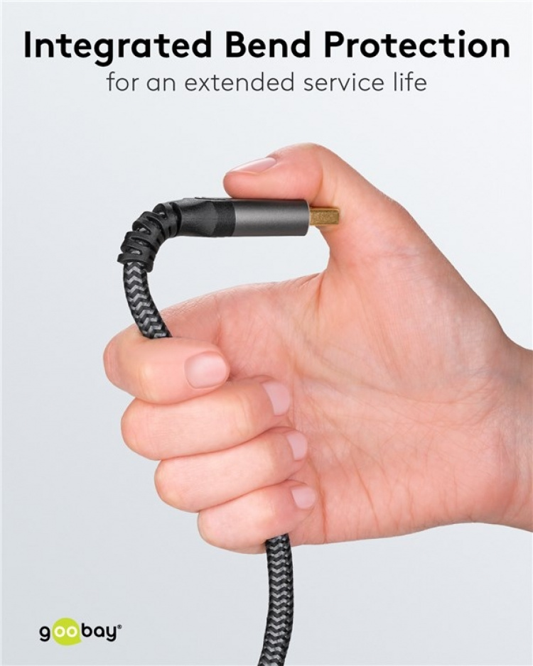 Goobay DisplayPort-kabel, DP 1.4, 2 m, Sharkskin Grey Displayport™-plugg > Displayport™-plugg