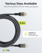 Goobay DisplayPort™ til HDMI™-kabel, 3 m, Sharkskin Grey Displayport™-plugg > HDMI™-kontakt (type A) Goobay DisplayPort™ til HDMI™-kabel, 3 m, Sharkskin Grey Displayport™-plugg > HDMI™-kontakt (type A)