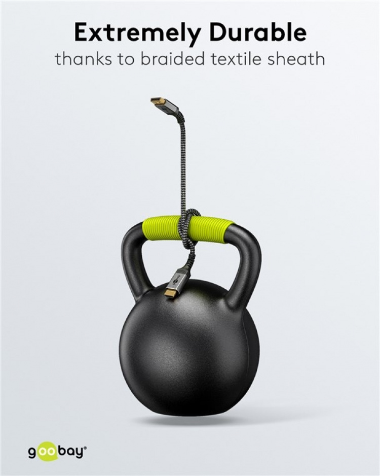 Goobay DisplayPort™ til HDMI™-kabel, 3 m, Sharkskin Grey Displayport™-plugg > HDMI™-kontakt (type A) Goobay DisplayPort™ til HDMI™-kabel, 3 m, Sharkskin Grey Displayport™-plugg > HDMI™-kontakt (type A)