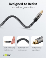Goobay TOSLINK-kabel, 2 m, Sharkskin Grey Toslink-kontakt > Toslink-kontakt