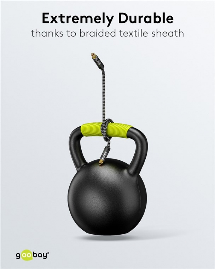 Goobay TOSLINK-kabel, 2 m, Sharkskin Grey Toslink-kontakt > Toslink-kontakt