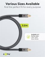 Goobay TOSLINK-kabel, 5 m, Sharkskin Grey Toslink-kontakt > Toslink-kontakt