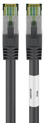 Goobay RJ45 (CAT 6A, 500 MHz) patchkabel med CAT 8.1 S/FTP-råkabel, svart 99,9 % oksygenfri kobberleder (OFC), AWG 24, halogenfri kabelmantel (LSZH), 20 m
