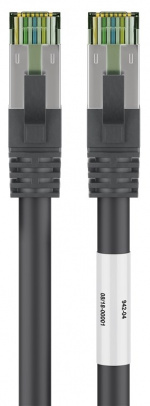 Goobay RJ45 (CAT 6A, 500 MHz) patchkabel med CAT 8.1 S/FTP-råkabel, svart 99,9 % oksygenfri kobberleder (OFC), AWG 24, halogenfri kabelmantel (LSZH), 20 m