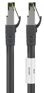 Goobay RJ45 (CAT 6A, 500 MHz) patchkabel med CAT 8.1 S/FTP-råkabel, svart 99,9 % oksygenfri kobberleder (OFC), AWG 24, halogenfri kabelmantel (LSZH), 20 m