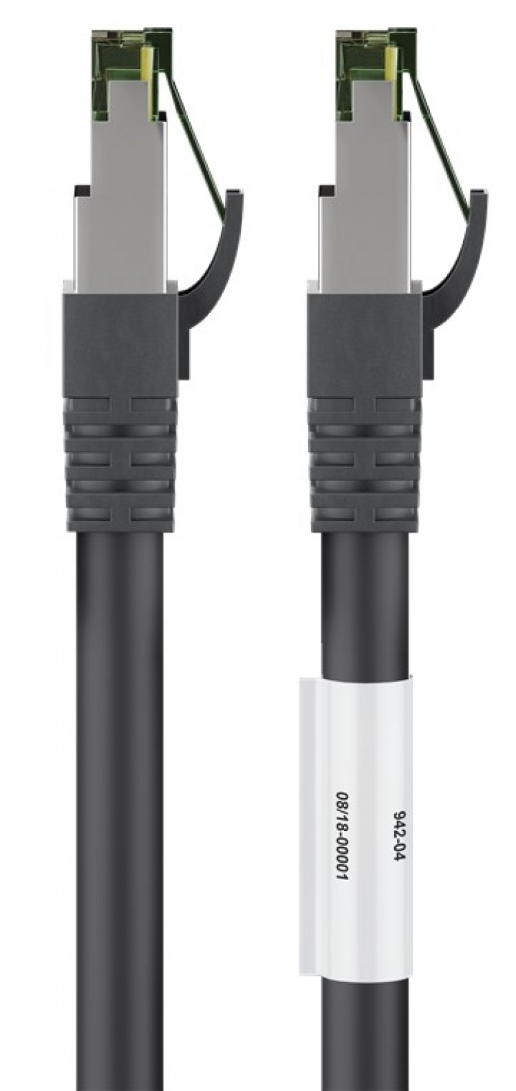 Goobay RJ45 (CAT 6A, 500 MHz) patchkabel med CAT 8.1 S/FTP-råkabel, svart 99,9 % oksygenfri kobberleder (OFC), AWG 24, halogenfri kabelmantel (LSZH), 25 m