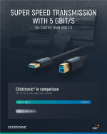 ClickTronic Adapterkabel fra USB-A til USB-B 3.0 Premium-kabel | USB A-kontakt USB B 3.0-kontakt | 0,5 m | 5 Gbit/s ClickTronic Adapterkabel fra USB-A til USB-B 3.0 Premium-kabel | USB A-kontakt USB B 3.0-kontakt | 0,5 m | 5 Gbit/s