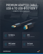 ClickTronic Adapterkabel fra USB-A til USB-B 3.0 Premium-kabel | USB A-kontakt USB B 3.0-kontakt | 3,0 m | 5 Gbit/s ClickTronic Adapterkabel fra USB-A til USB-B 3.0 Premium-kabel | USB A-kontakt USB B 3.0-kontakt | 3,0 m | 5 Gbit/s