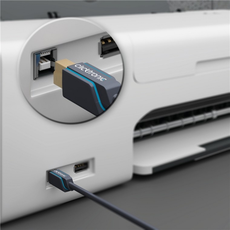 ClickTronic Adapterkabel fra USB-A til USB-B 2.0 Premium-kabel | USB A-kontakt USB B 2.0-kontakt | 3,0 m | 480 Mbit/s ClickTronic Adapterkabel fra USB-A til USB-B 2.0 Premium-kabel | USB A-kontakt USB B 2.0-kontakt | 3,0 m | 480 Mbit/s