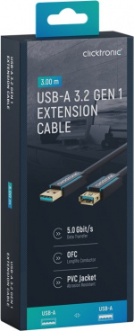 ClickTronic Forlengelseskabel USB-A Premium-kabel | USB A hann USB A hunn | 3,0 m | 5 Gbit/s ClickTronic Forlengelseskabel USB-A Premium-kabel | USB A hann USB A hunn | 3,0 m | 5 Gbit/s