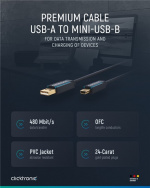 ClickTronic Adapterkabel fra USB A til USB Mini B 2.0 Premium-kabel | USB A-kontakt USB mini B-kontakt | 1,8 m | 480 Mbit/s