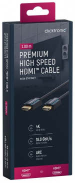 ClickTronic Premium høyhastighets HDMI™-kabel med Ethernet Premium-kabel | 1x HDMI™-kontakt 1x HDMI™-kontakt | 1,0 m | UHD 4K @ 60 Hz