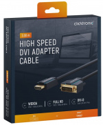 ClickTronic Adapterkabel fra DVI til HDMI™ Premium-kabel | 1x DVI-D-kontakt 1x HDMI™-kontakt | 3,0 m | WQXGA @ 60 Hz
