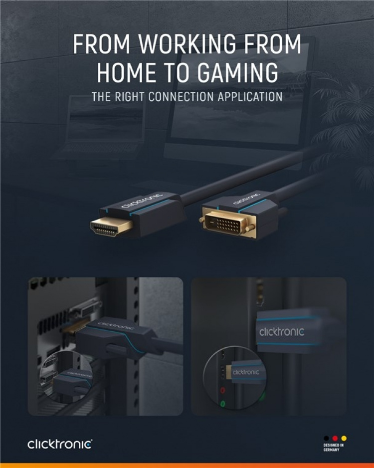 ClickTronic Adapterkabel fra DVI til HDMI™ Premium-kabel | 1x DVI-D-kontakt 1x HDMI™-kontakt | 7,5 m | WQXGA @ 60 Hz ClickTronic Adapterkabel fra DVI til HDMI™ Premium-kabel | 1x DVI-D-kontakt 1x HDMI™-kontakt | 7,5 m | WQXGA @ 60 Hz