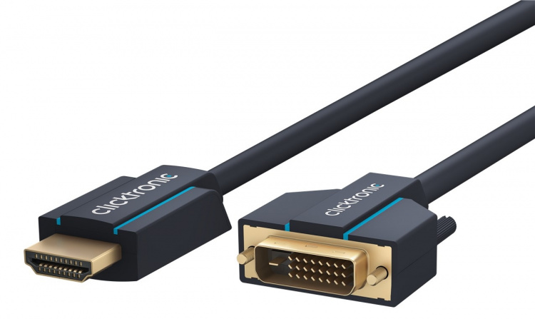 ClickTronic Adapterkabel fra DVI til HDMI™ Premium-kabel | 1x DVI-D-kontakt 1x HDMI™-kontakt | 7,5 m | WQXGA @ 60 Hz ClickTronic Adapterkabel fra DVI til HDMI™ Premium-kabel | 1x DVI-D-kontakt 1x HDMI™-kontakt | 7,5 m | WQXGA @ 60 Hz
