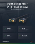ClickTronic VGA-kabel Premium-kabel | 1x VGA-kontakt 1x VGA-kontakt | 3,0 m | SXGA @ 75 Hz ClickTronic VGA-kabel Premium-kabel | 1x VGA-kontakt 1x VGA-kontakt | 3,0 m | SXGA @ 75 Hz