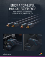 ClickTronic RCA-kabel, stereo Premium-kabel | 2x RCA-plugg 2x RCA-plugg | 1,0 m | OFC innerleder