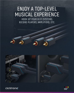 ClickTronic RCA-kabel, stereo Premium-kabel | 2x RCA-plugg 2x RCA-plugg | 2,0 m | OFC innerleder