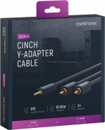 ClickTronic 3,5 mm AUX til RCA-adapterkabel, Stereo Premium-kabel | 1x 3,5 mm jackplugg 2x cinchplugg | 10,0 m | OFC innerleder