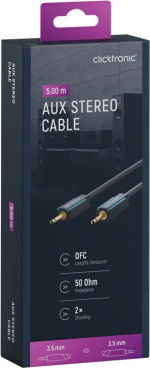 ClickTronic 3,5 mm AUX-kabel, stereo Premium-kabel | 1x 3,5 mm jackplugg 1x 3,5 mm jackplugg | 5,0 m | OFC innerleder ClickTronic 3,5 mm AUX-kabel, stereo Premium-kabel | 1x 3,5 mm jackplugg 1x 3,5 mm jackplugg | 5,0 m | OFC innerleder