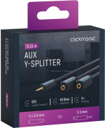 ClickTronic 3,5 mm AUX-adapterkabel, stereo Premium-kabel | 1x 3,5 mm jackplugg 2x 3,5 mm jackplugg | 0,1 m | OFC innerleder
