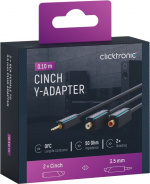 ClickTronic 3,5 mm AUX til RCA-adapterkabel, stereo Premium-kabel | 2x cinchjack 1x 3,5 mm jackplugg | 0,1 m | OFC innerleder