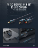 ClickTronic 3,5 mm AUX til RCA-adapterkabel, stereo Premium-kabel | 2x cinchjack 1x 3,5 mm jackplugg | 0,1 m | OFC innerleder