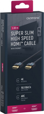 ClickTronic Ultratynn høyhastighets HDMI™-kabel med Ethernet Premium-kabel | 1x HDMI™-kontakt 1x HDMI™-kontakt | 1,0 m | UHD 4K @ 60 Hz