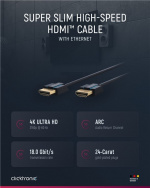 ClickTronic Ultratynn høyhastighets HDMI™-kabel med Ethernet Premium-kabel | 1x HDMI™-kontakt 1x HDMI™-kontakt | 2,0 m | UHD 4K @ 60 Hz