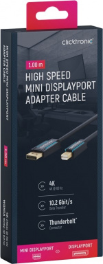 ClickTronic DisplayPort™ til mini DisplayPort™ adapterkabel premiumkabel | DisplayPort™-kontakt mini DisplayPort™-kontakt | 1,0 m | UHD 4K @ 60 Hz ClickTronic DisplayPort™ til mini DisplayPort™ adapterkabel premiumkabel | DisplayPort™-kontakt mini DisplayPort™-kontakt | 1,0 m | UHD 4K @ 60 Hz