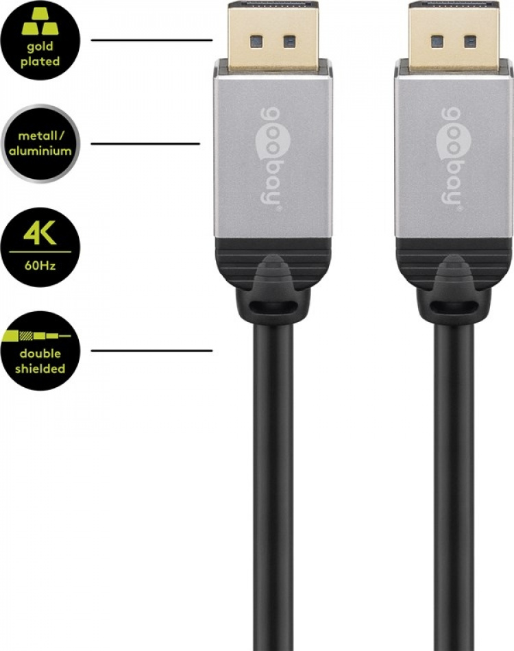 Goobay DisplayPort™-tilkoblingskabel Displayport™-plugg > Displayport™-plugg, 3 m