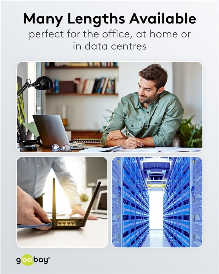 Goobay CAT 6 smal patchkabel, U/UTP, hvit kobberleder (CU), 1 m