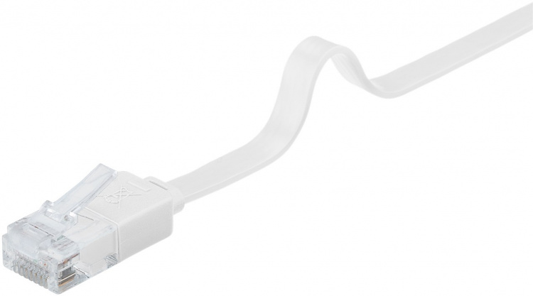 Goobay CAT 6 flat patchkabel, U/UTP, hvit kobberleder (CU), 2 m